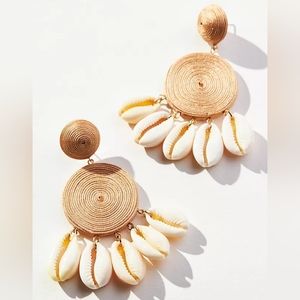 NWT Anthro Lake Life Preppy Circle Drop Shell Earrings